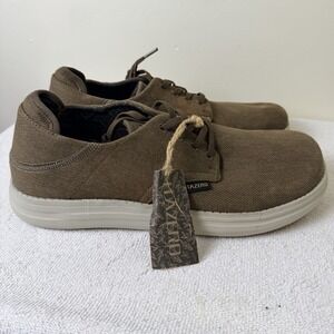 ITAZERO Men Wide Toe Shoe Loafers with Arch Support Khaki Size 12W Canvas
